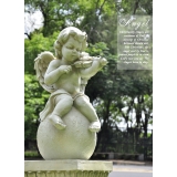 小天使石像拉提琴 (y14595 立體雕塑.擺飾-立體童趣擺飾)
